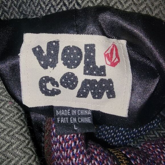 Volcom Plaid to The Bone pea coat jacket Size Large - Picture 5 of 7